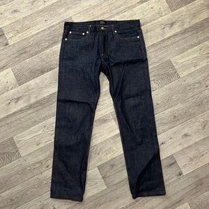 APC Selvedge Raw Denim 33x32. Tailored for tapered fit. See description.